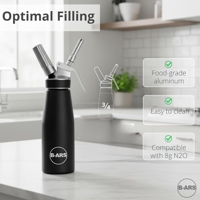 Bars Whipped Cream Dispenser-Professional Dispenser-Whip Cream Dispenser -Whipping Siphon-Whipped Cream Maker-Cream Whipper-Aluminum Whipped Cream Dispenser 500 ml. - Image 2